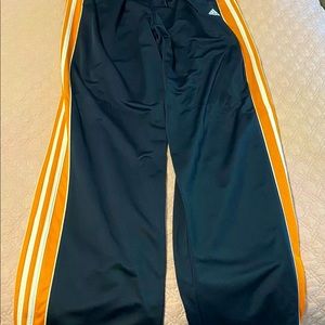 Adidas Classic Stripes Sports Track Pants Men's Size L Blue Orange & Pockets